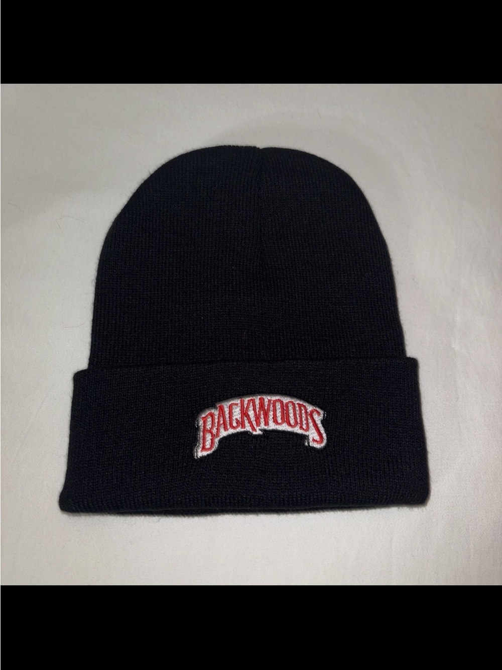 Backwoods Black Knit Beanie Hat - Backwoods Logo